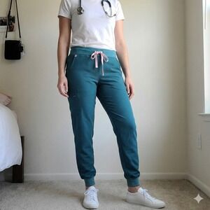 FIGS Zamora Jogger Scrub Pants Womens Medium Teal Blue Green Medical Dental